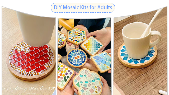Amazon.com: 4 Sets DIY Mosaic Kits for Adults with Wooden Coasters